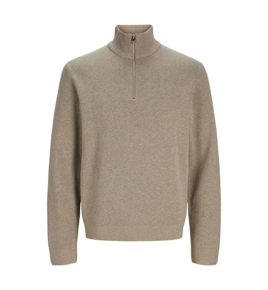 Pullover mit halbem Reissverschluss - Grège-Mischung