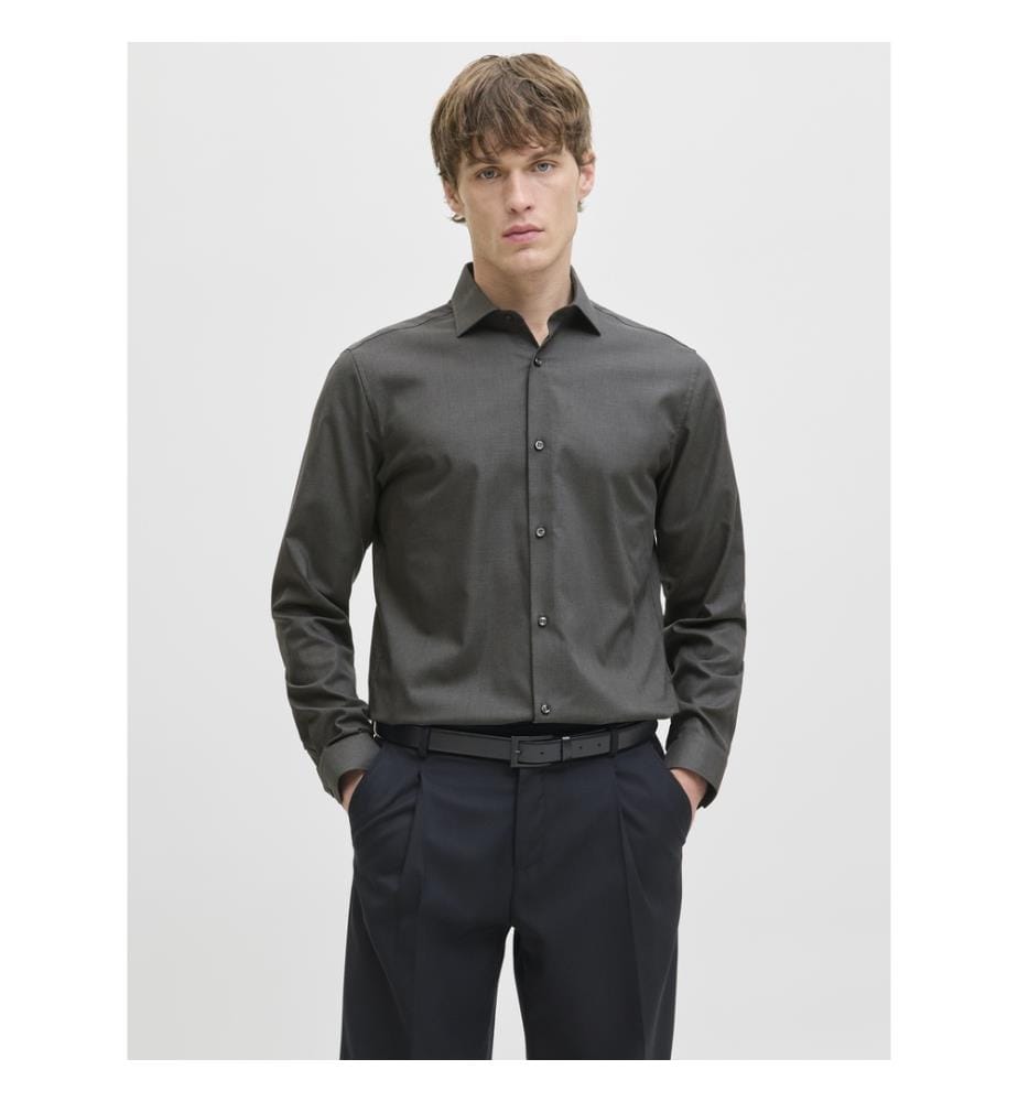 Hemd - Dunkelgrau Melange Slim Fit
