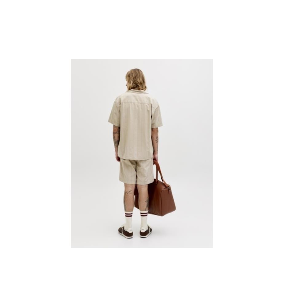 Lässiges 2-teiliges Set aus Hemd und Shorts – Beige