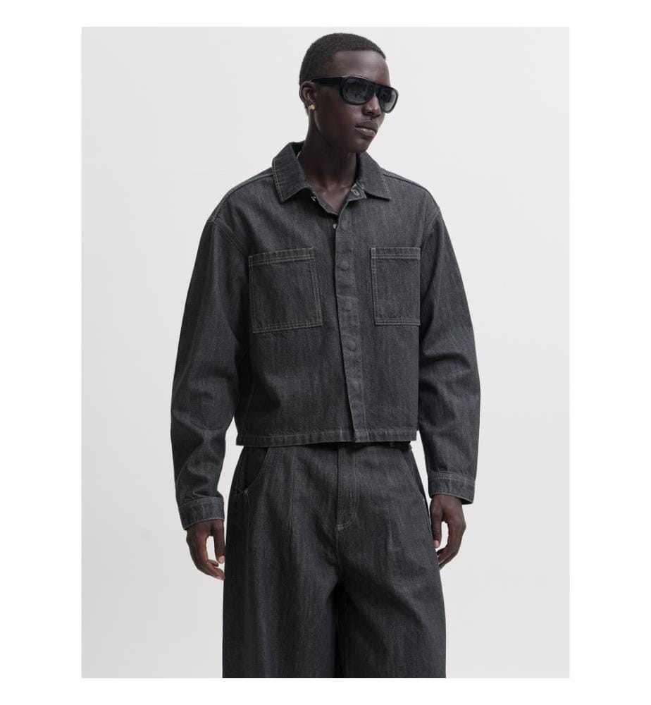 Langarmhemd – Grey Denim