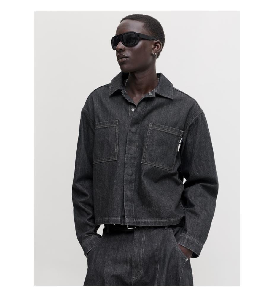 Langarmhemd – Grey Denim
