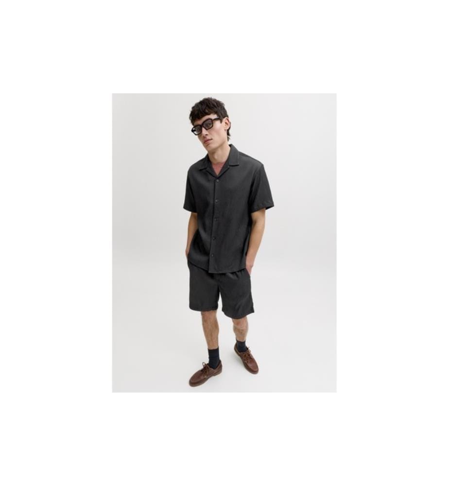 Lässiges 2-teiliges Set aus Hemd und Shorts – Schwarz
