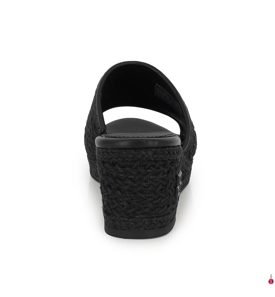 Pantoletten Rope Wedge - Schwarz