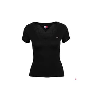 Tommy Hilfiger Damen-T-Shirt in Slim Fit aus Baumwolle – Schwarz