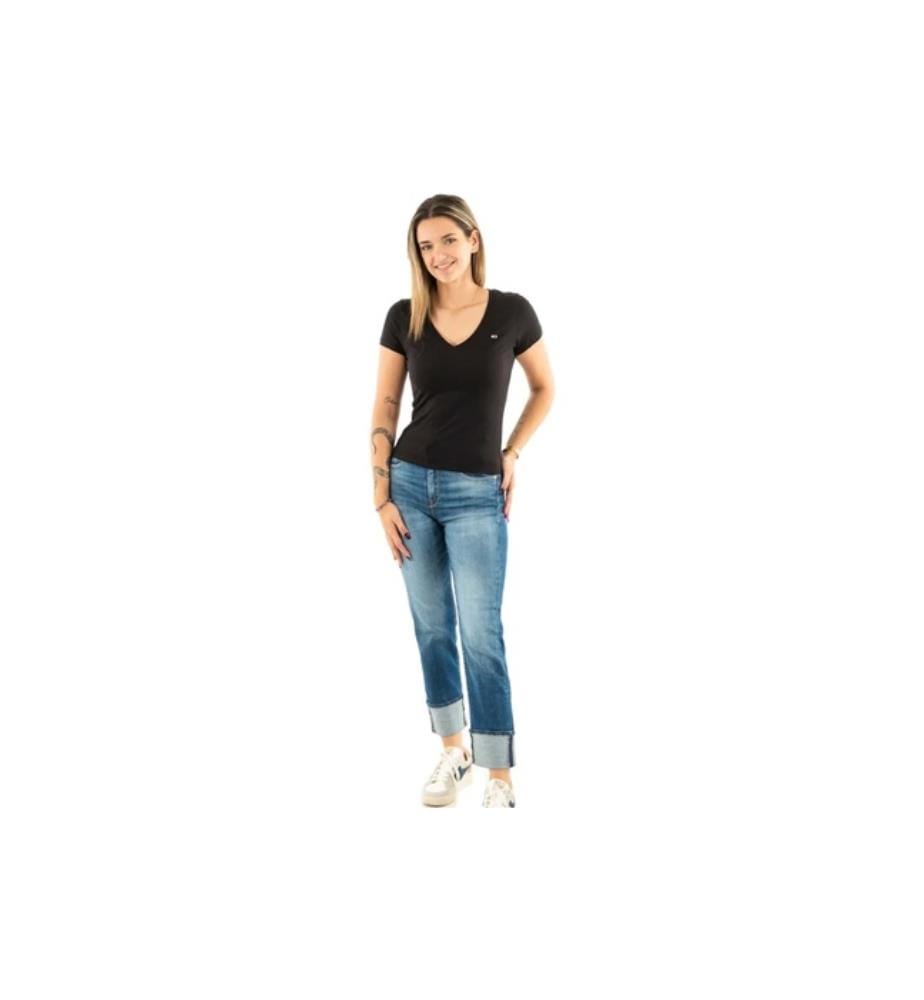 Tommy Hilfiger Damen-T-Shirt in Slim Fit aus Baumwolle – Schwarz