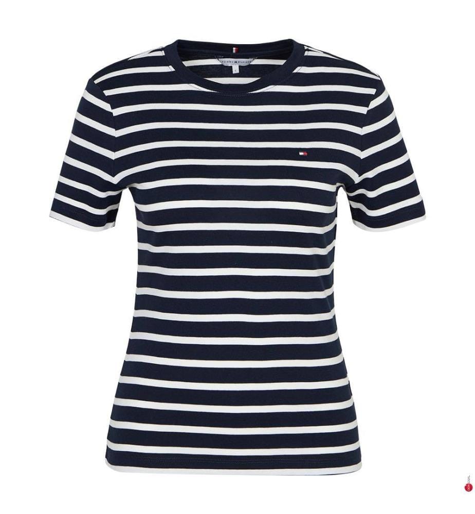 T-Shirt Slim Fit - Marineblau und Weiss