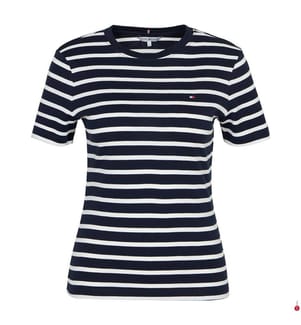 T-Shirt Slim Fit - Marineblau und Weiss