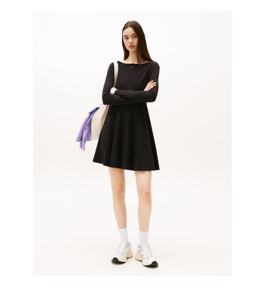 Robe évasée manches longues – Noir