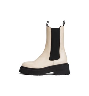 Glänzende dicke Stiefeletten - Beige