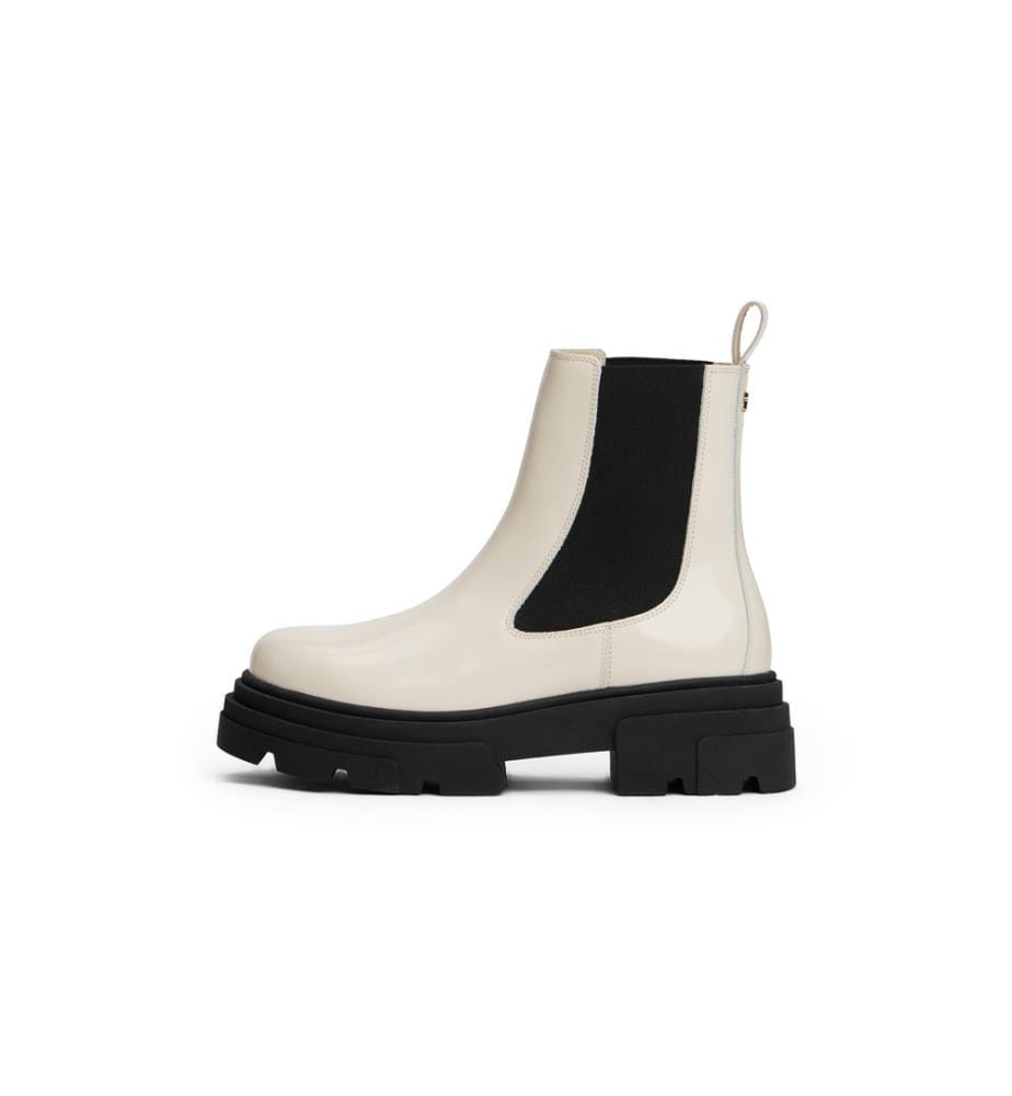 Glänzende Stiefeletten - Creme