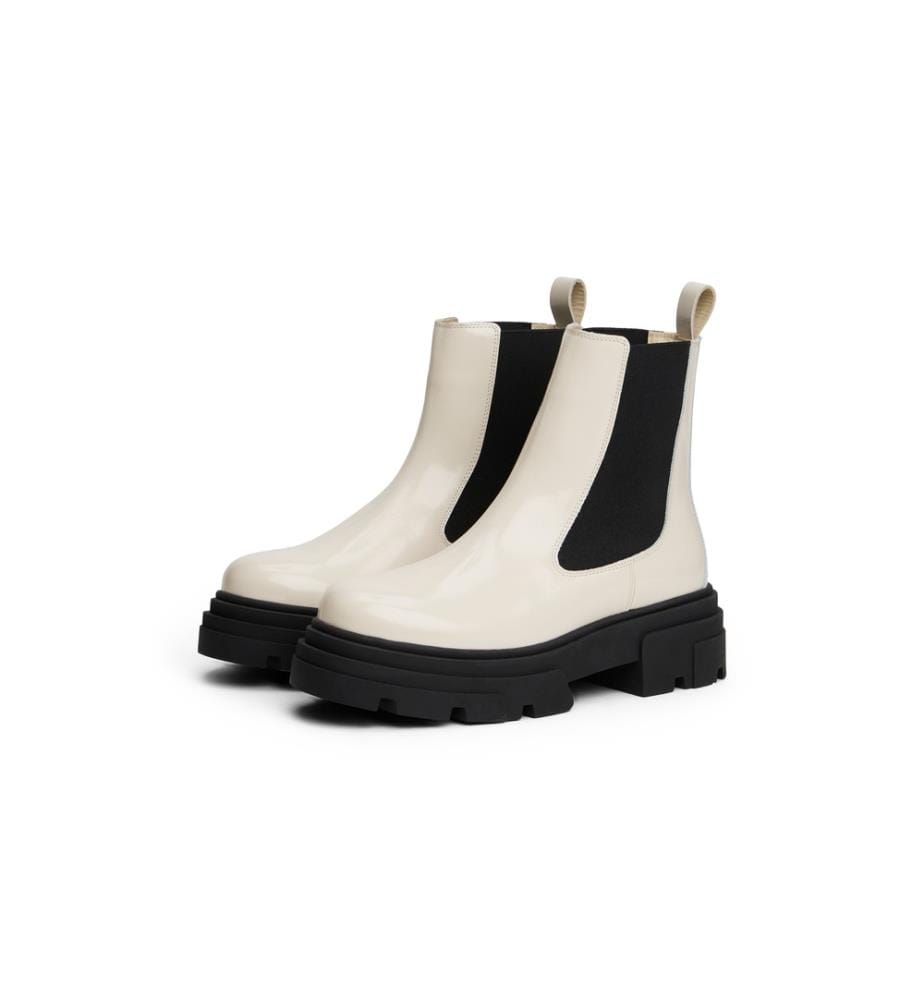 Glänzende Stiefeletten - Creme