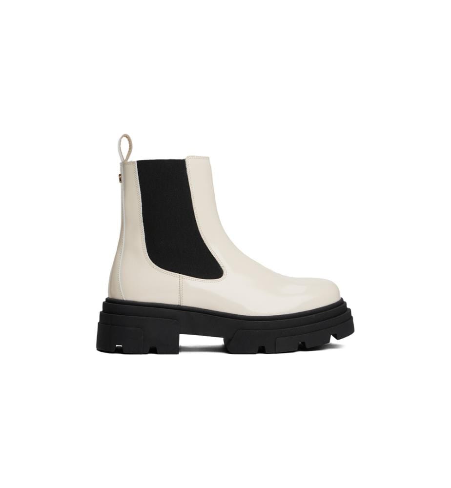 Glänzende Stiefeletten - Creme