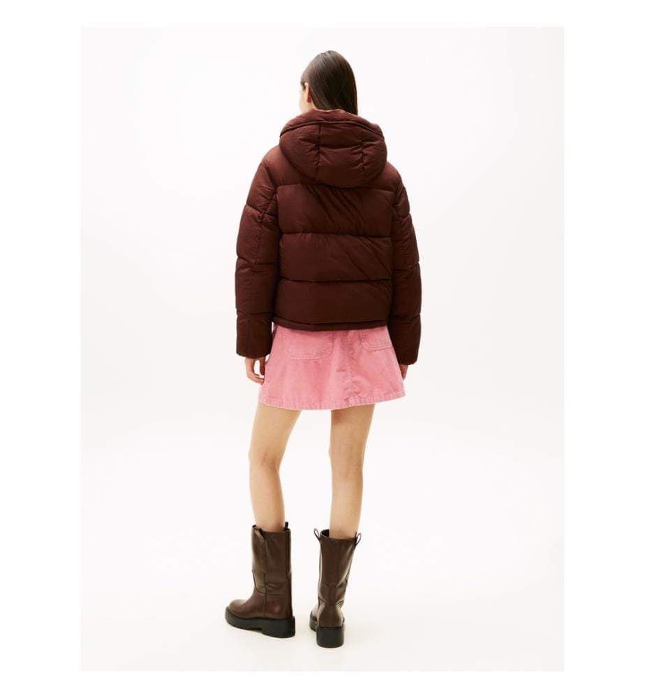 Bauschige Jacke mit Kapuze - Braun