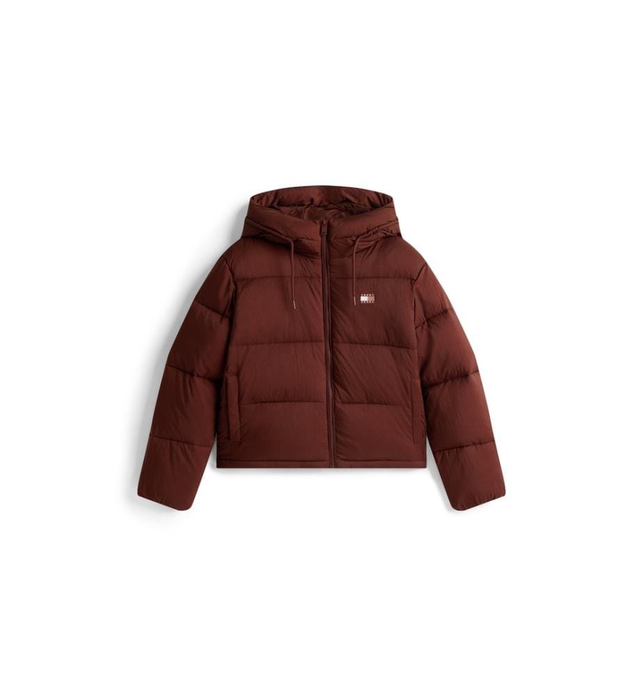 Bauschige Jacke mit Kapuze - Braun