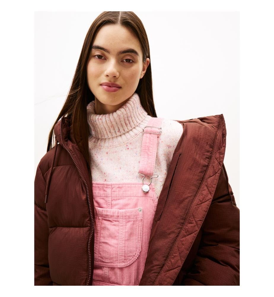Bauschige Jacke mit Kapuze - Braun