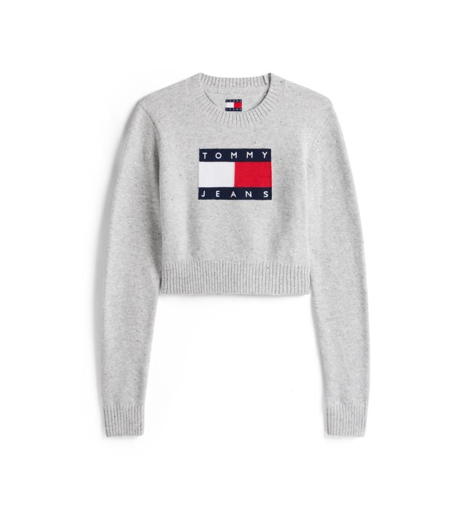Pullover mit glitzernder Flagge - Weiss