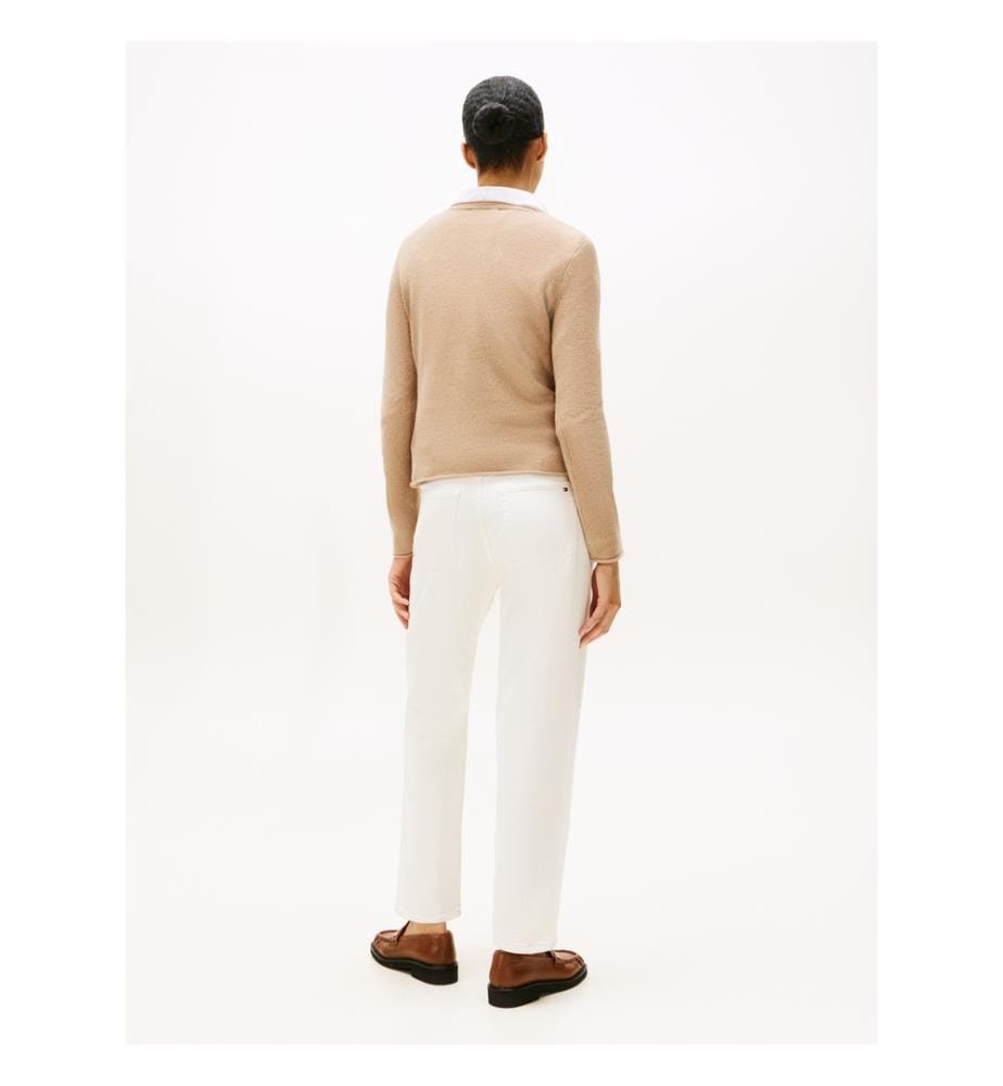 Pullover aus weicher Wolle mit V-Ausschnitt - Beige