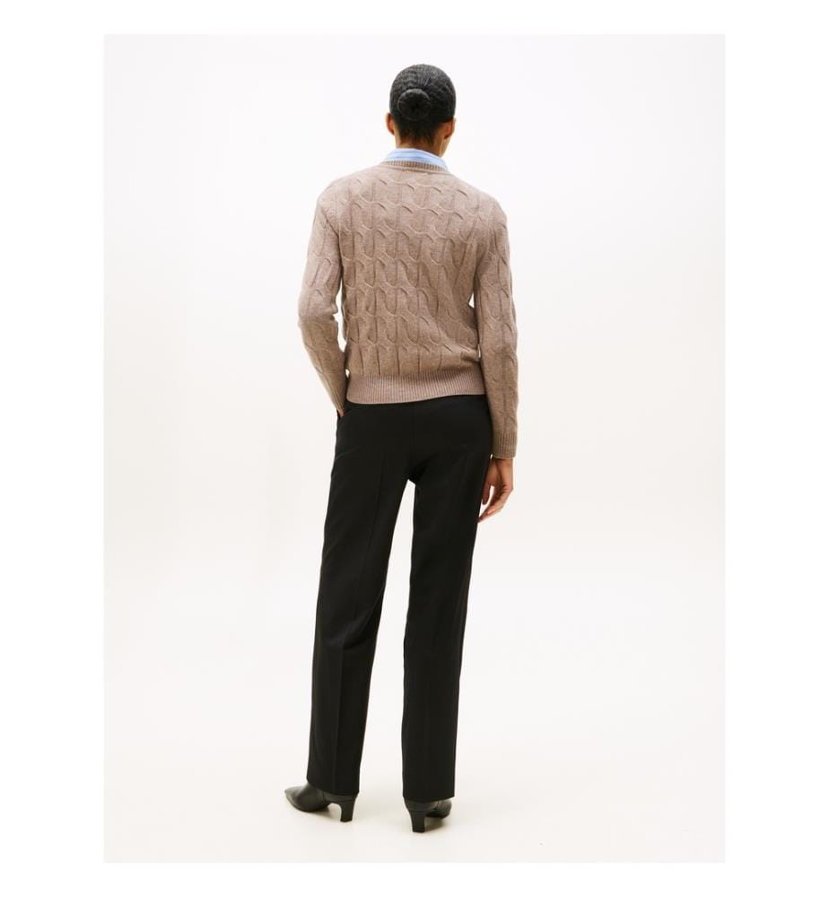 Pullover aus weicher Wolle mit gedrehtem Strick - Braun