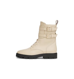 Bottines biker en cuir - Écru