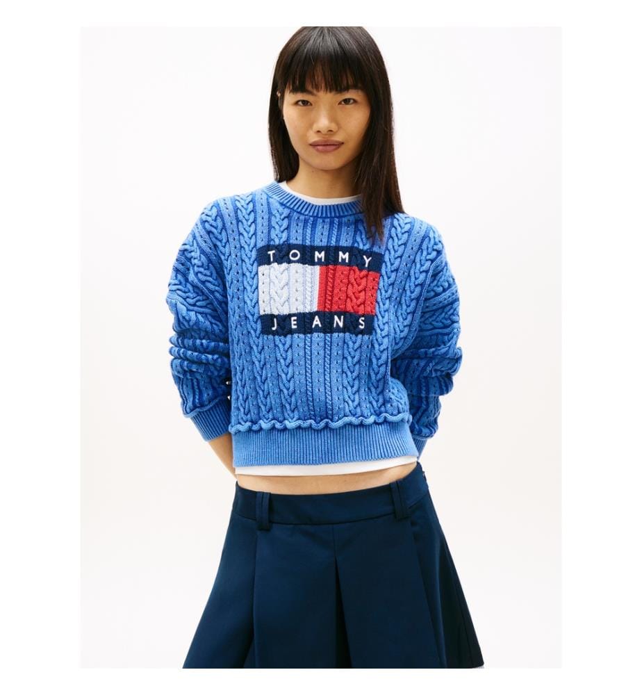 Pull en Maille Torsadée - Bleu