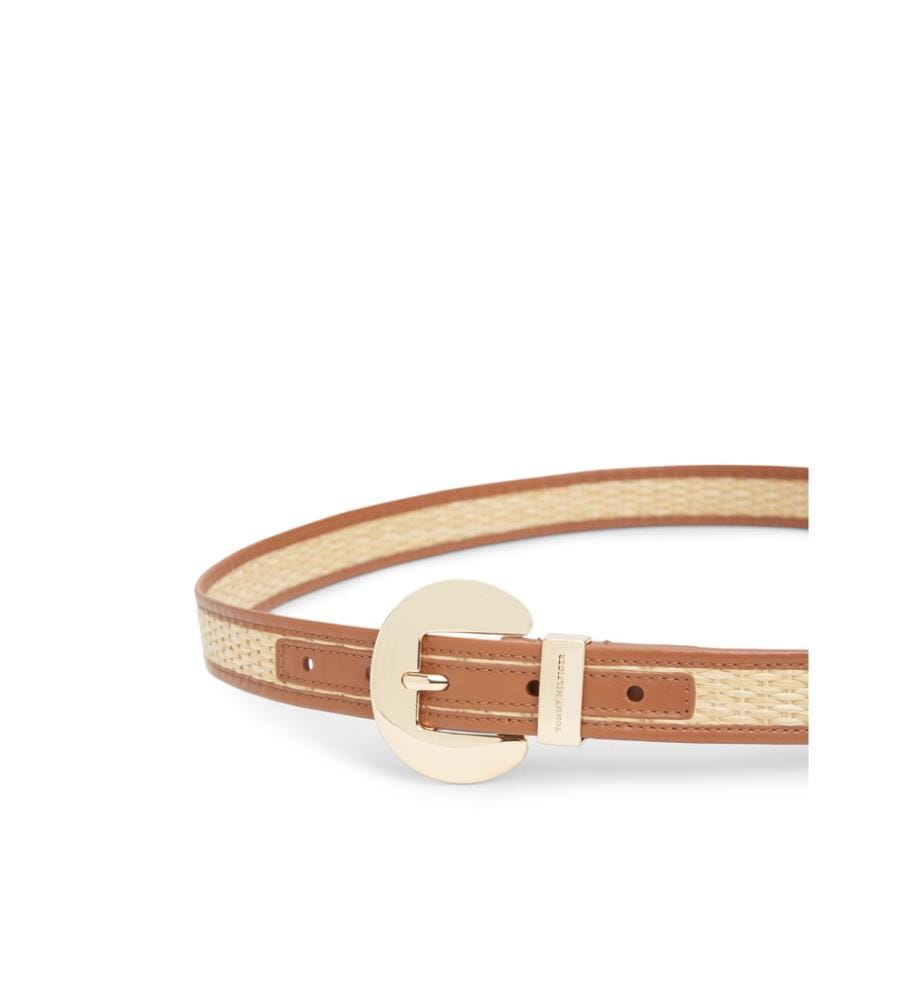 Leder- und Raphia-Gürtel - Braun und Beige