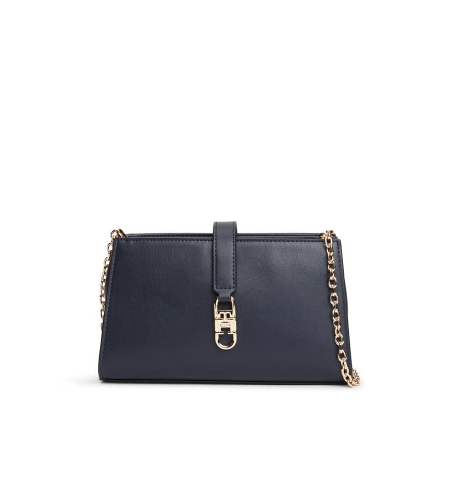 Borsa a tracolla con catena incrociata - Blu navy