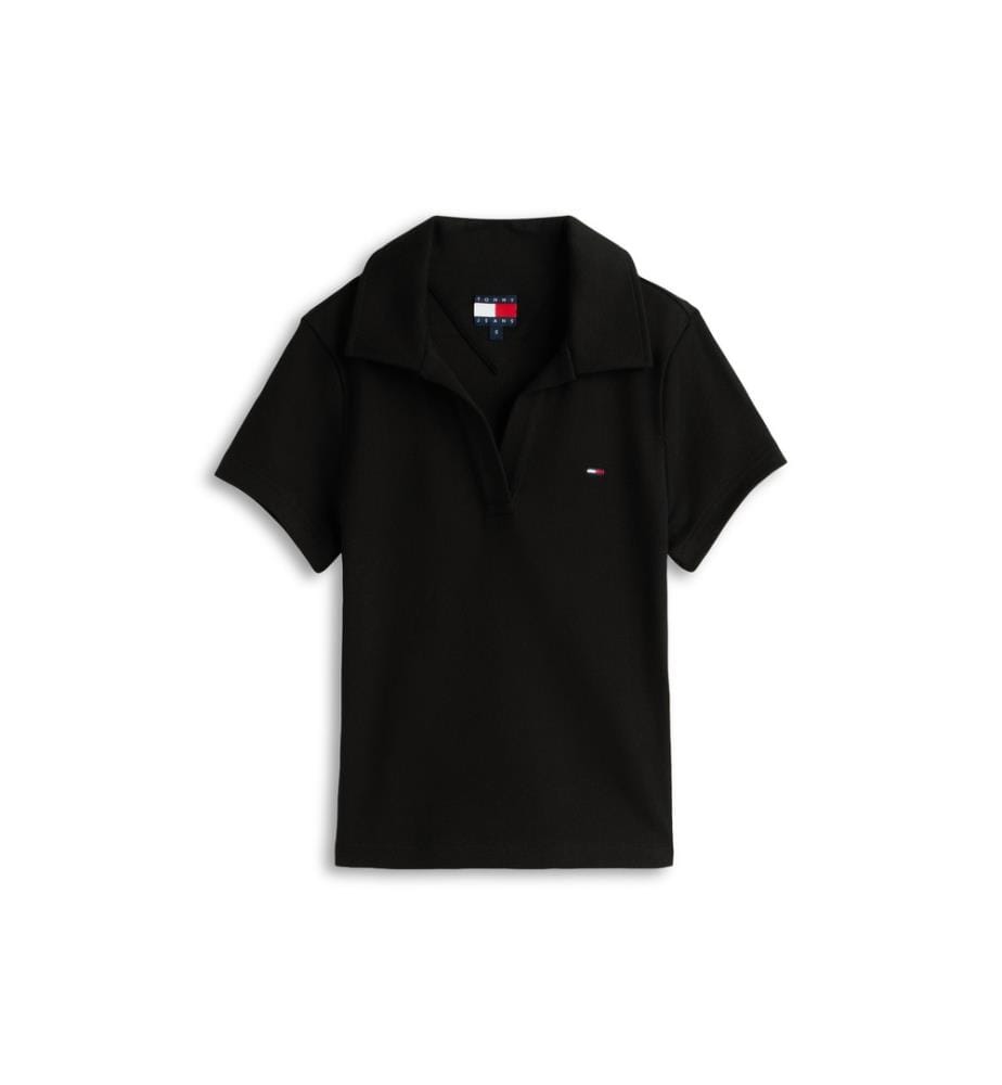 Polo Slim a coste - Nero