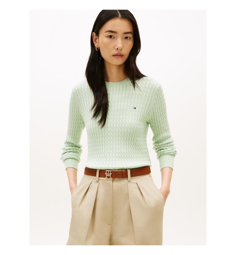 Pull en Maille Torsadé - Vert Clair