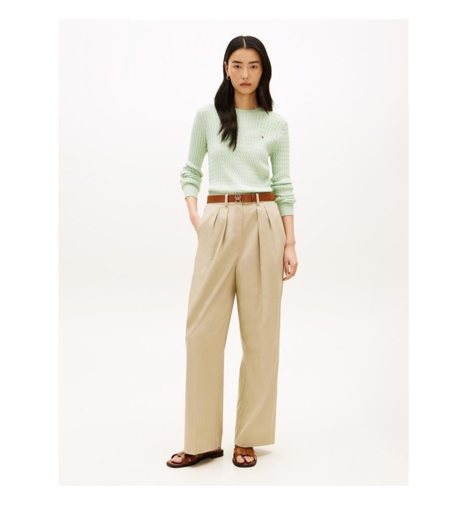 Pull en Maille Torsadé - Vert Clair