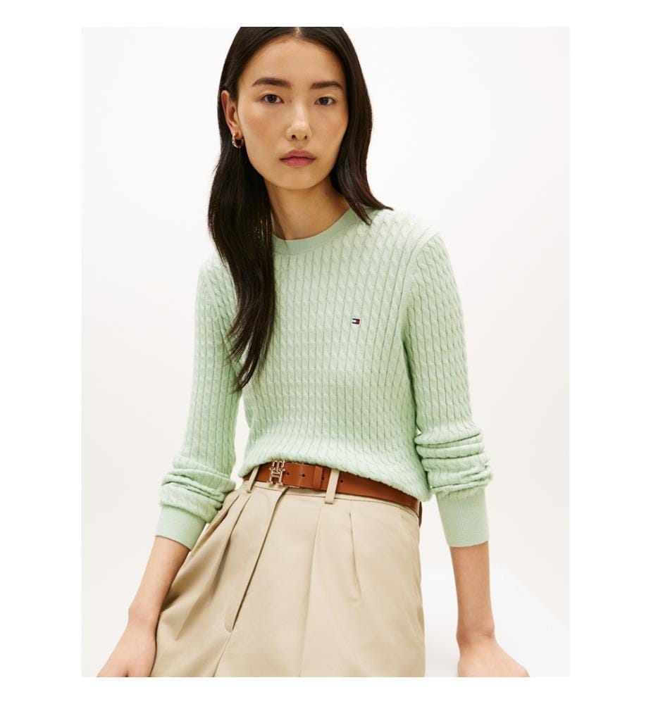 Pull en Maille Torsadé - Vert Clair