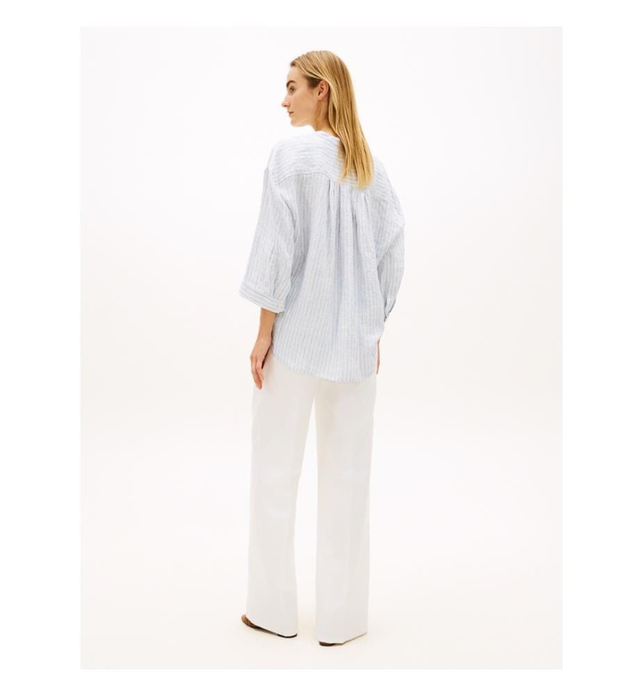 Hemd aus Reinem Leinen - Blau und Weiss