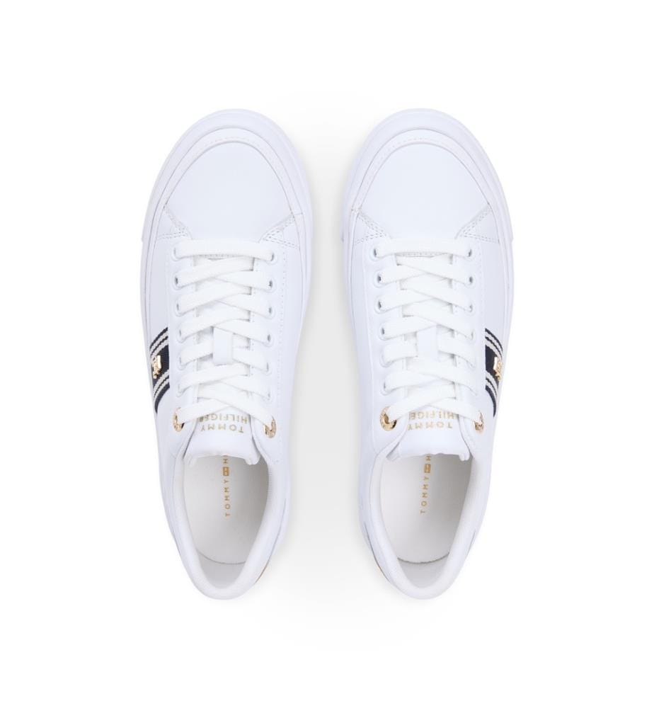 TOMMY HILFIGER Essential Court Gestreifte Sneakers - Weiss