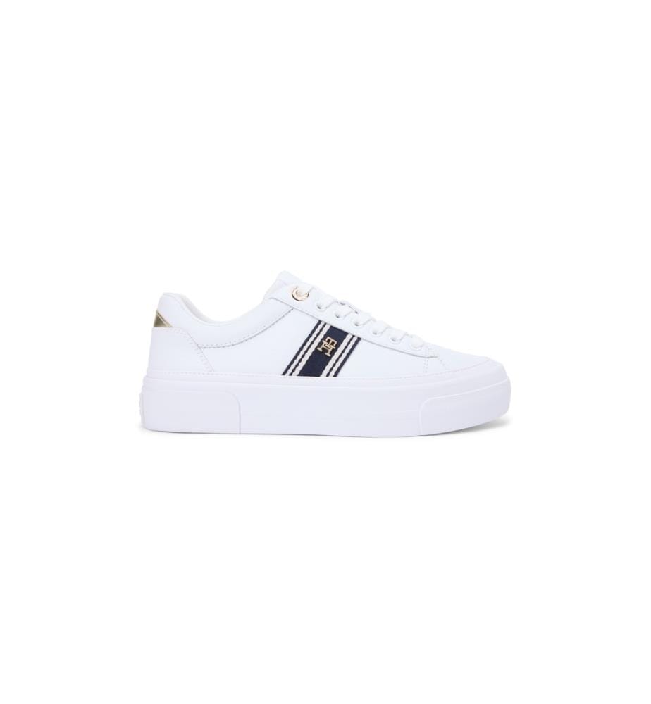 TOMMY HILFIGER Essential Court Gestreifte Sneakers - Weiss