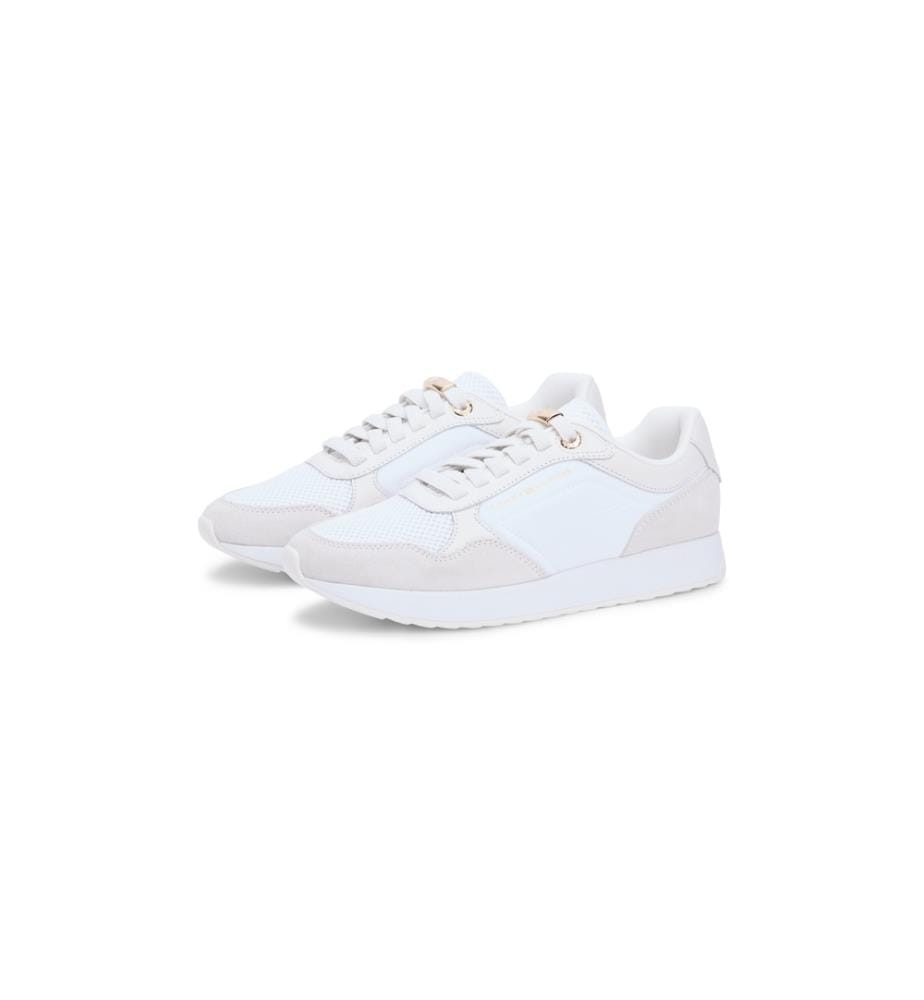 Multitextur-Sneakers aus Wildleder mit Zacken - Weiss