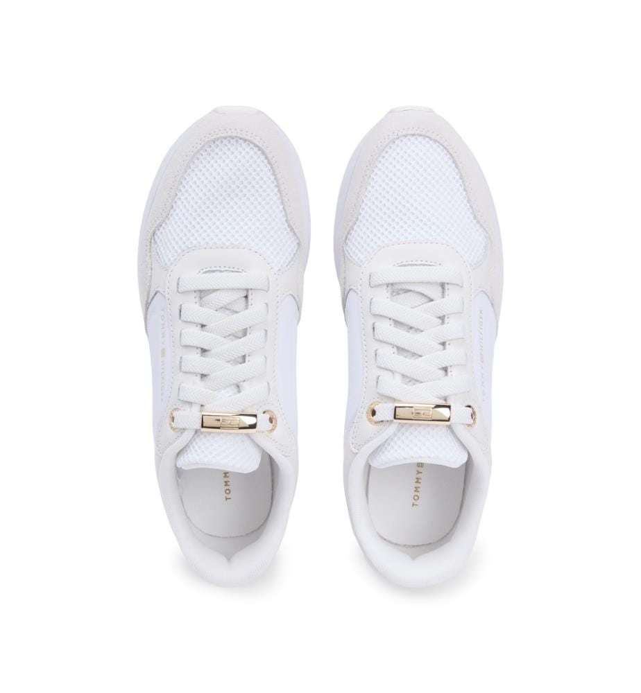 Multitextur-Sneakers aus Wildleder mit Zacken - Weiss