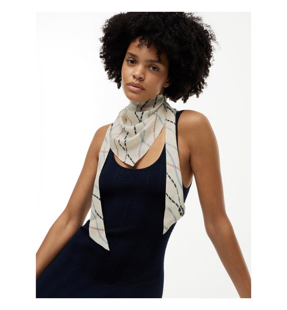 Grand foulard en soie nautique - Blanc optique
