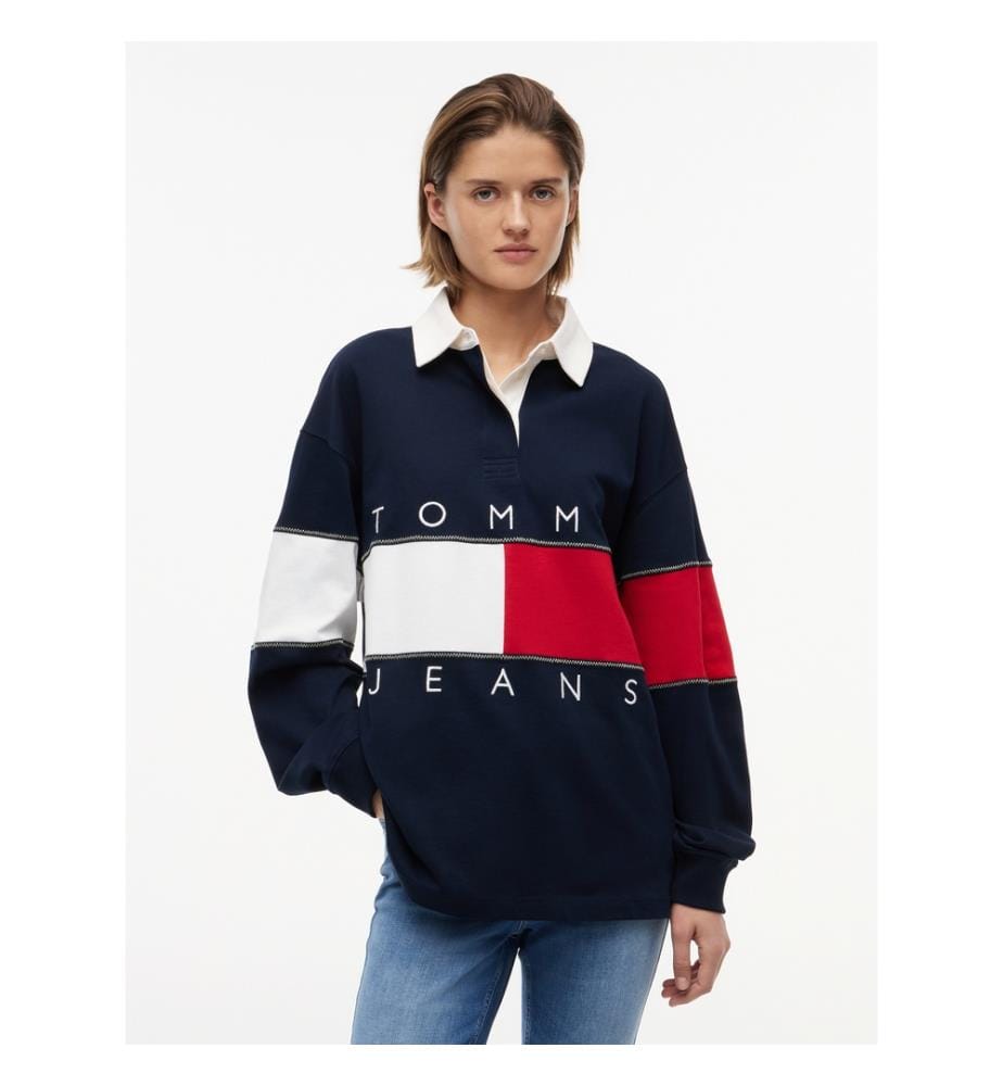 Oversize-Rugby-Sweatshirt - Dunkel Marineblau
