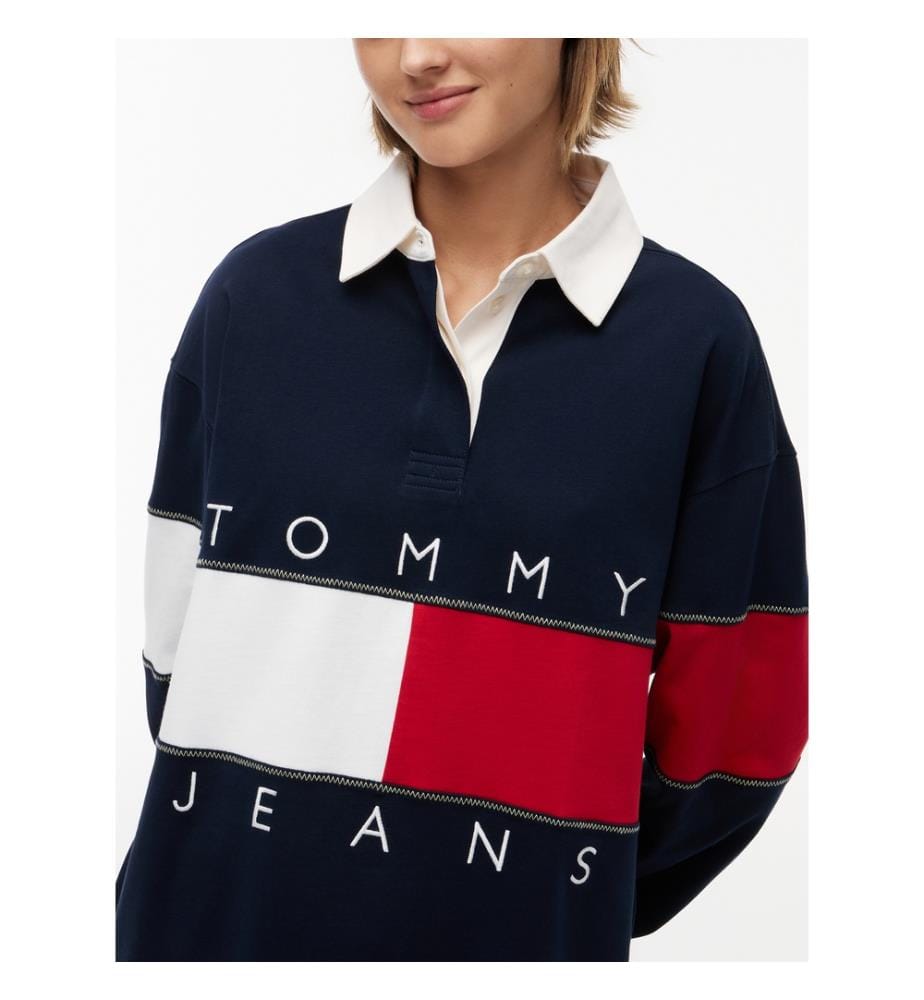 Oversize-Rugby-Sweatshirt - Dunkel Marineblau