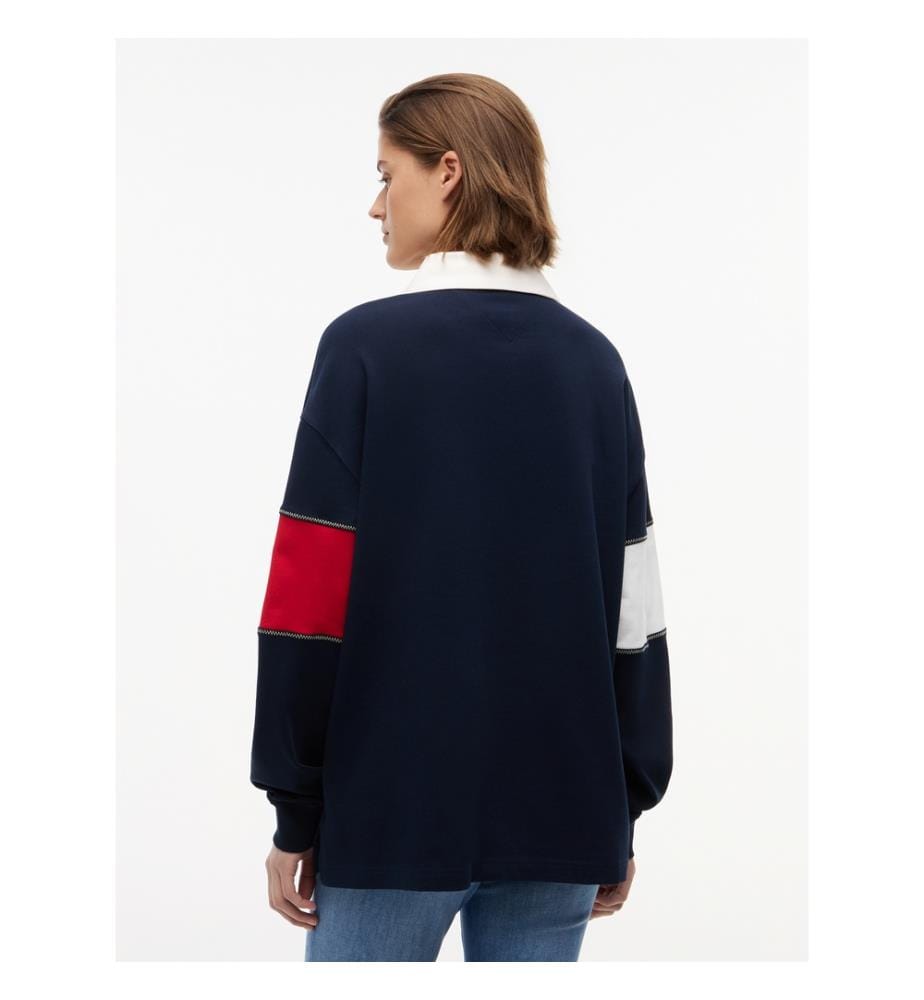 Oversize-Rugby-Sweatshirt - Dunkel Marineblau