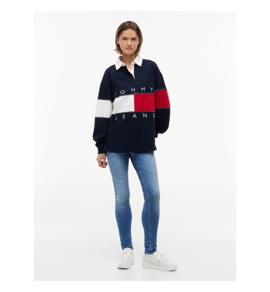 Oversize-Rugby-Sweatshirt - Dunkel Marineblau
