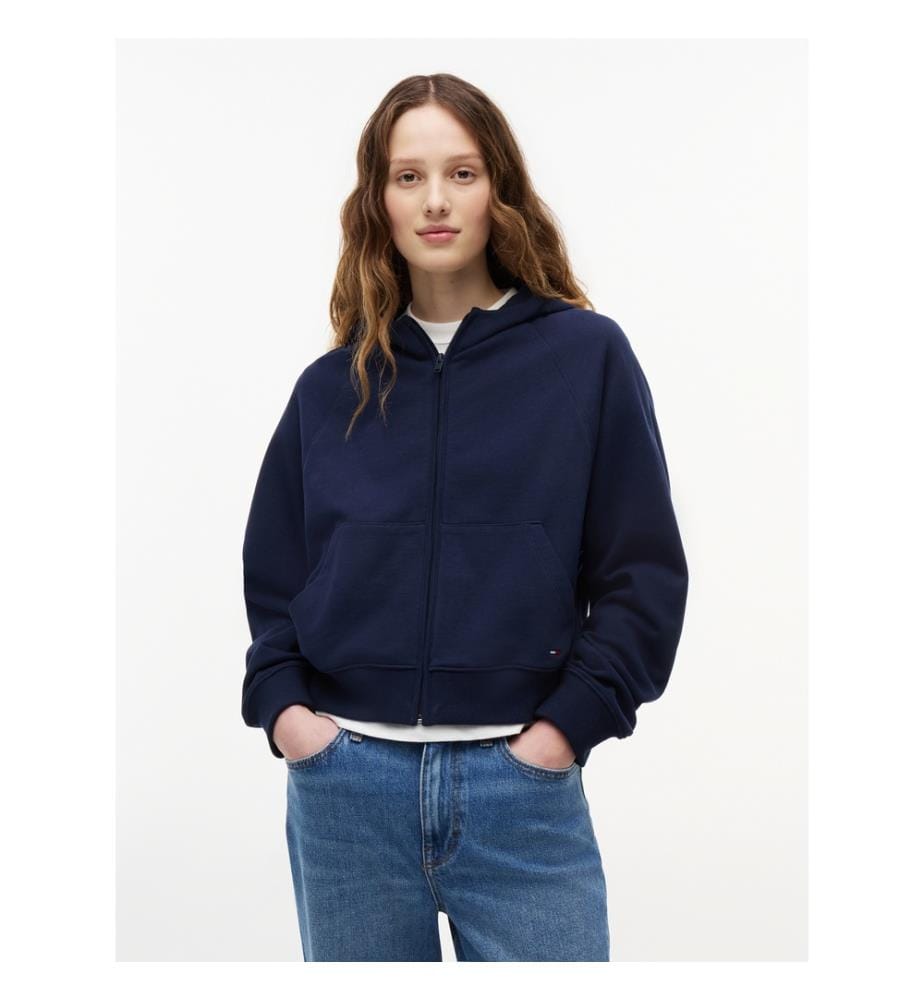 Felpa con motivo a bandiera Boxy-Fit - Blu Navy