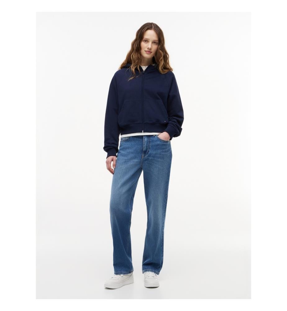 Felpa con motivo a bandiera Boxy-Fit - Blu Navy