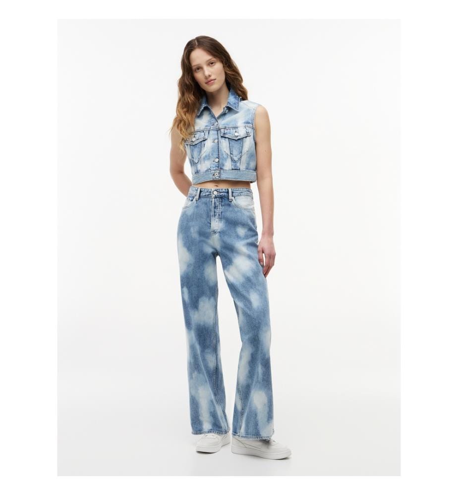Jeans-Weste Cropped - Denim Helles
