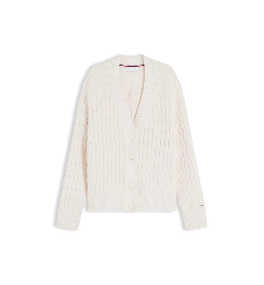 Oversize-Strickjacke mit V-Ausschnitt und Zopfmuster