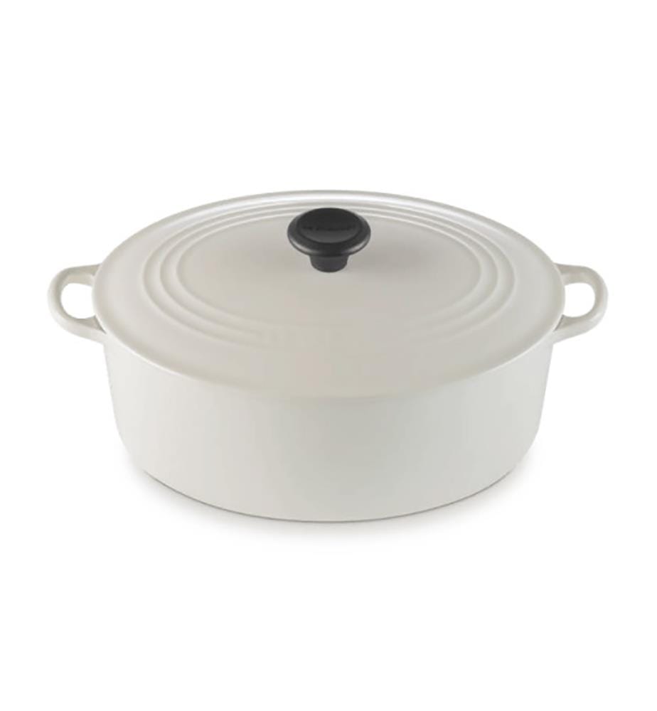 Ovale Cocotte aus emailliertem Gusseisen 31 cm - Creme