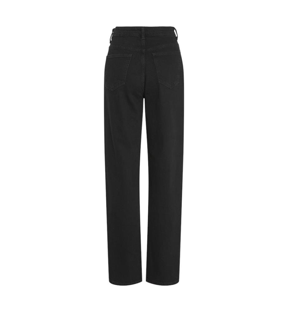 Straight Fit Jeans mit Hoher Taille - Schwarz