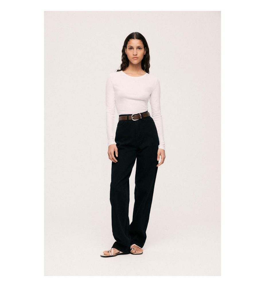 Straight Fit Jeans mit Hoher Taille - Schwarz