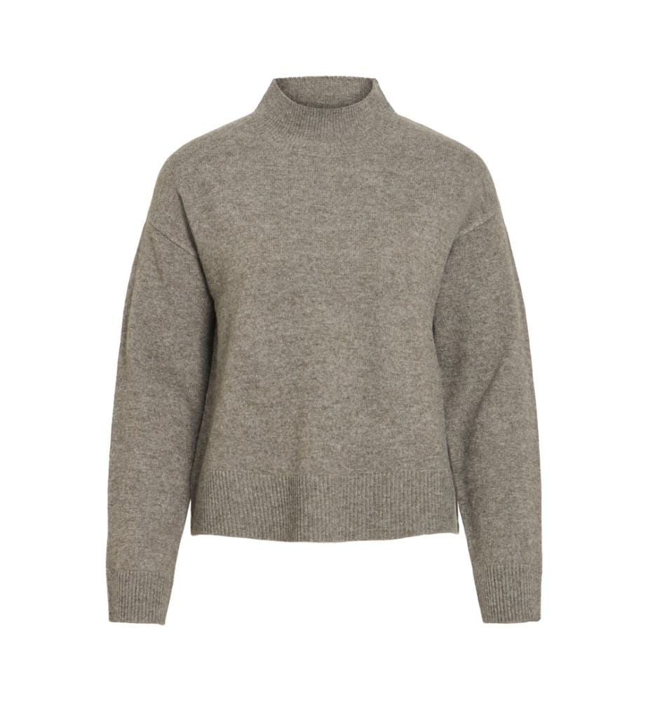 Pull col montant en maille - Marron taupe