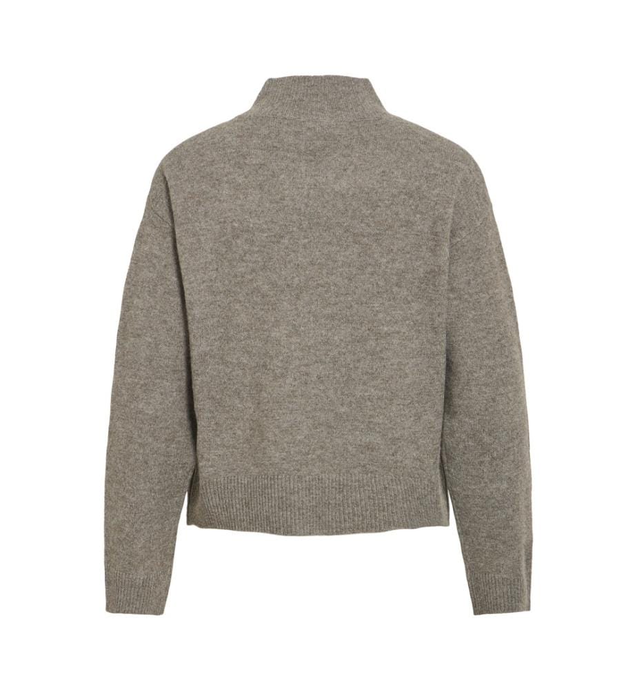 Pull col montant en maille - Marron taupe