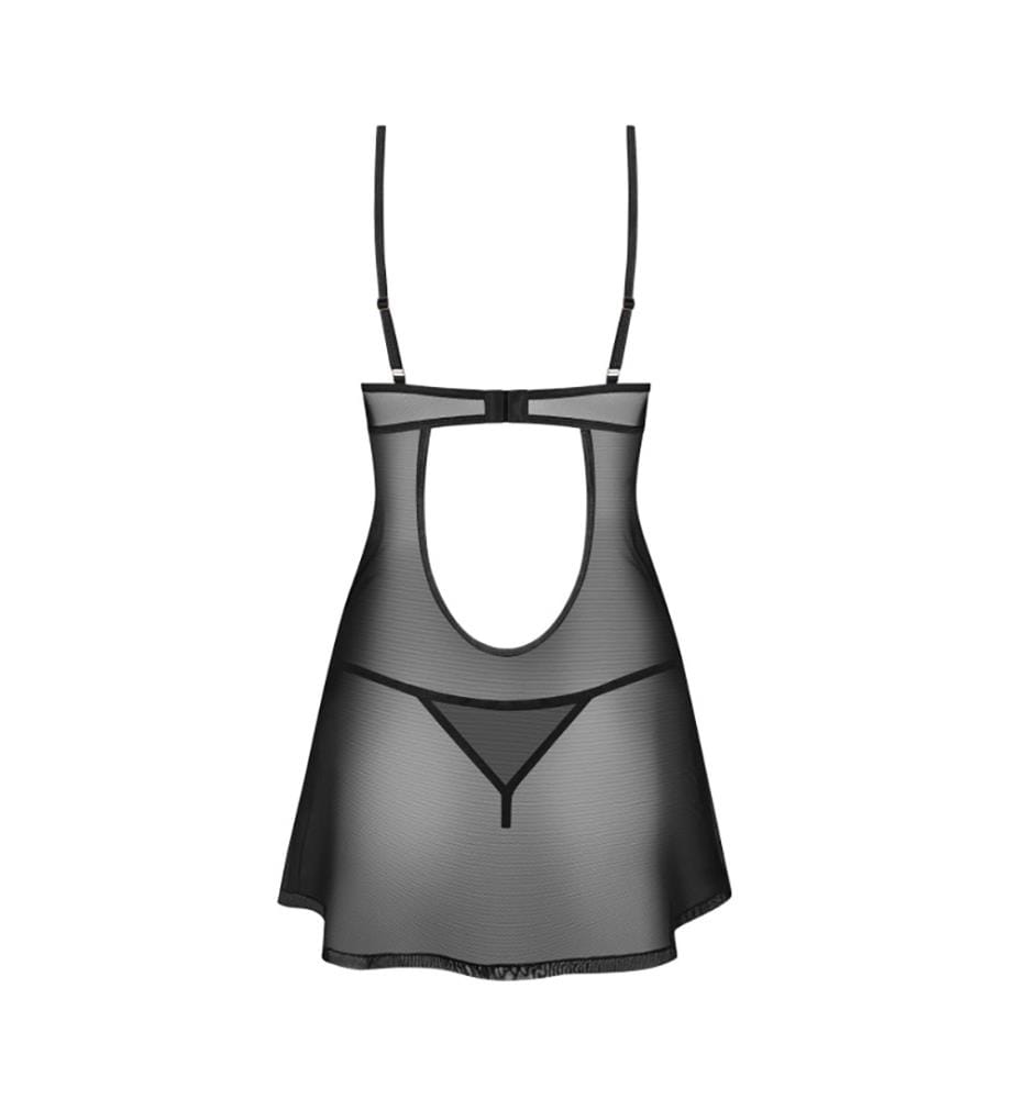 Set aus Negligé und String Euridia - Schwarz